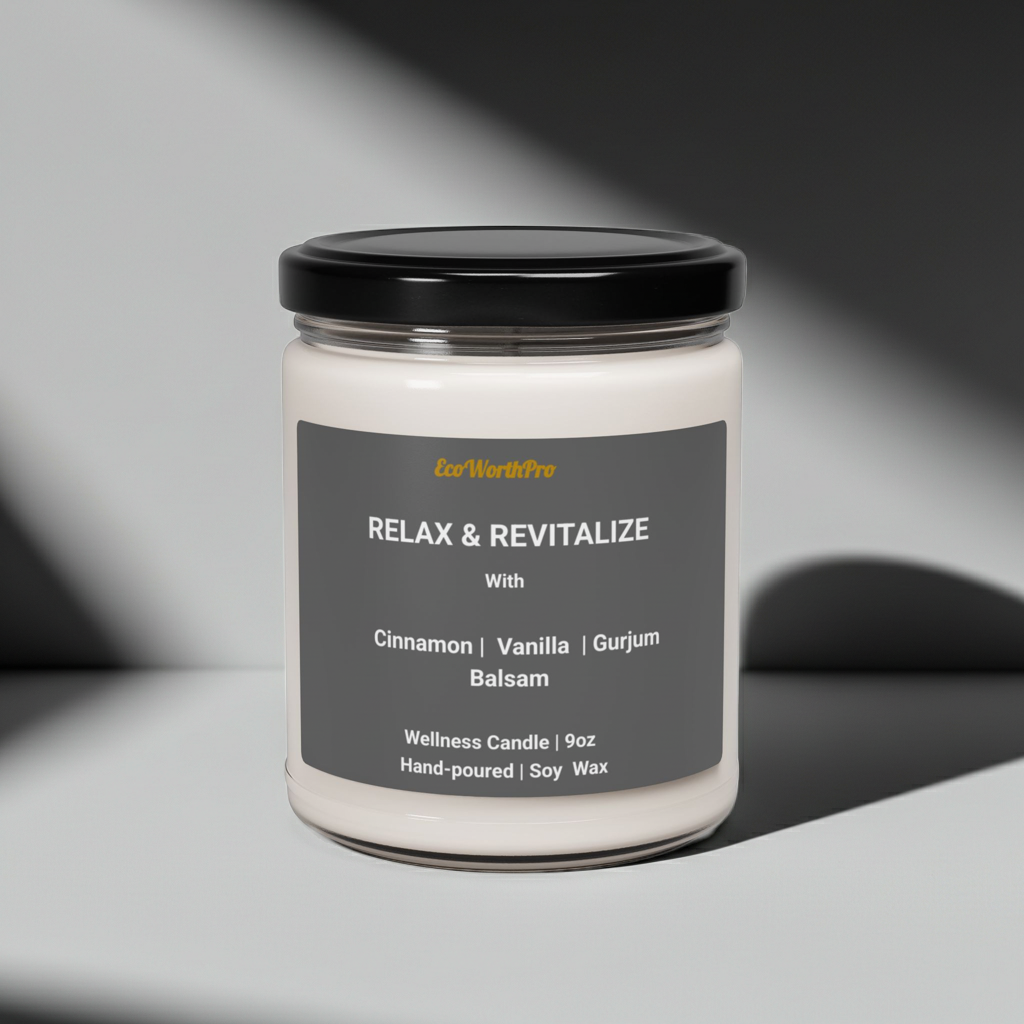 RELAX & REVITALIZE | Cinnamon & Vanilla Wellness candle  | Cinnamon,Vanilla & Balsam -9oz
