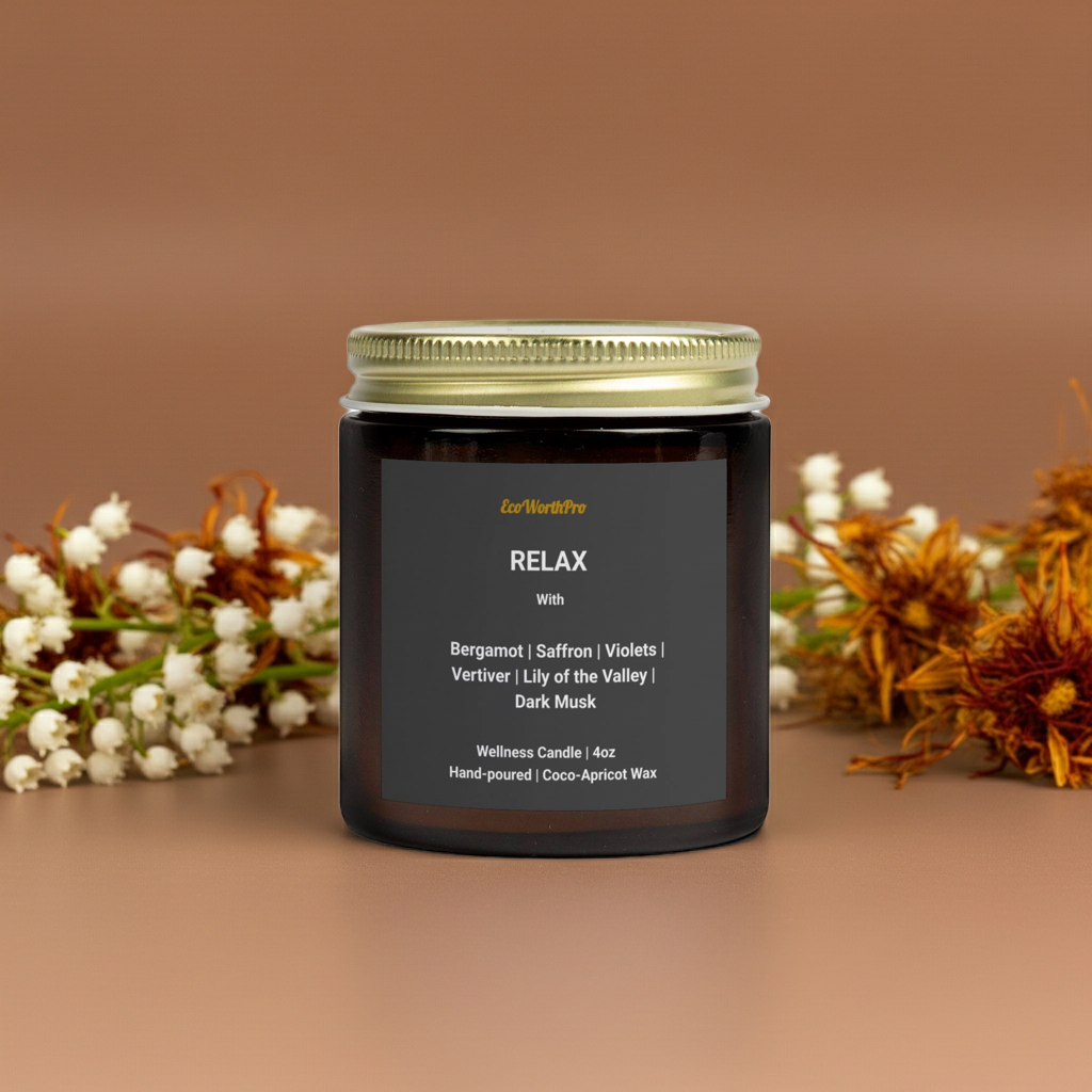 RELAX | Saffron & Bergamot Coconut Apricot Candle - 4oz