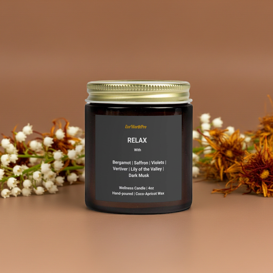 RELAX | Saffron & Bergamot Coconut Apricot Candle - 4oz