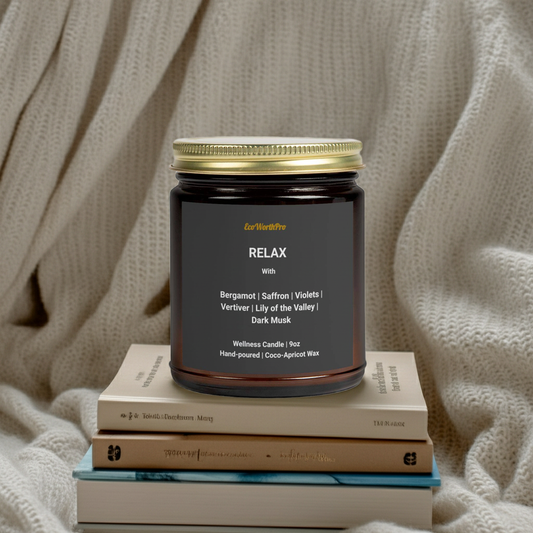 RELAX | Bergamot & Saffron Coco-Apricot Luxury Candle - 9oz