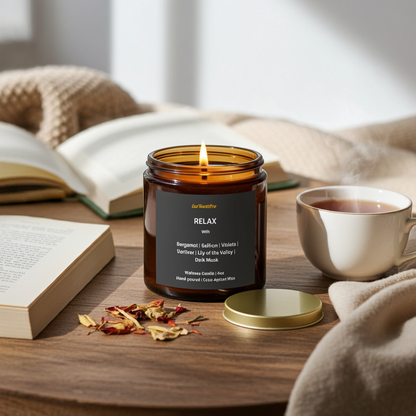 RELAX | Saffron & Bergamot Coconut Apricot Candle - 4oz