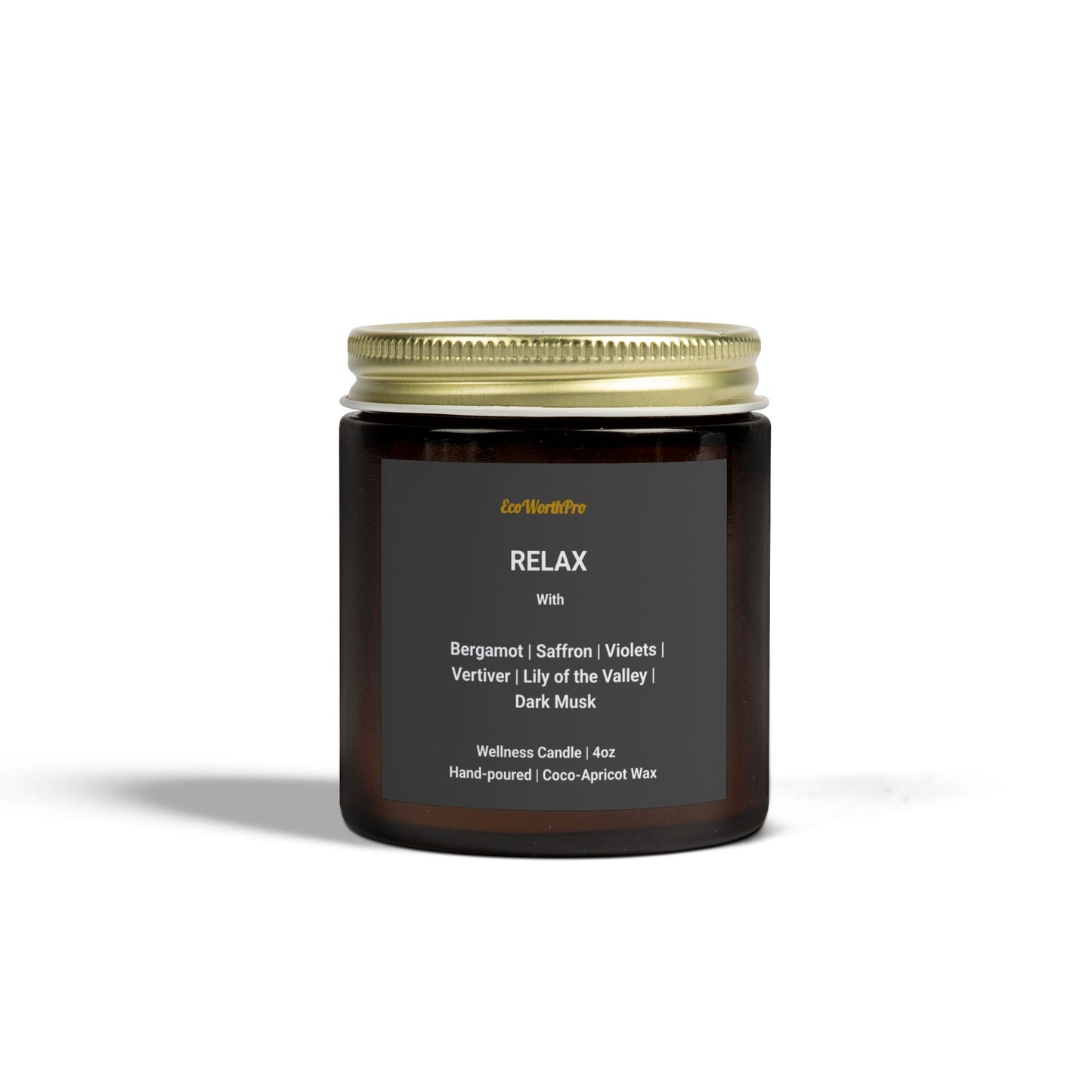 Relaxing Candle with Bergamot, Saffron & Dark Musk. Closed