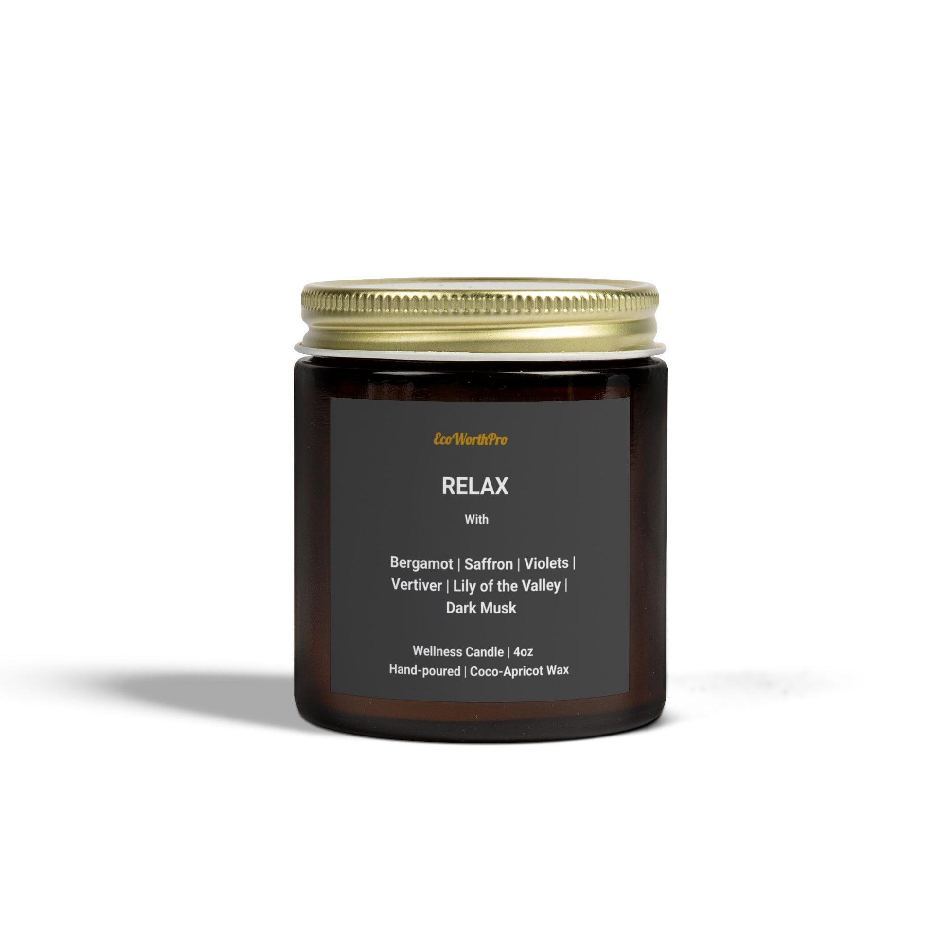 Relaxing Candle with Bergamot, Saffron & Dark Musk. Closed