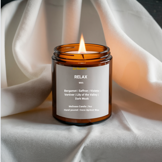 Relaxing Candle with Bergamot, Saffron & Dark Musk. SS