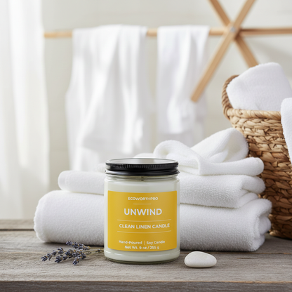 UNWIND - Clean Linen Candle (9oz)