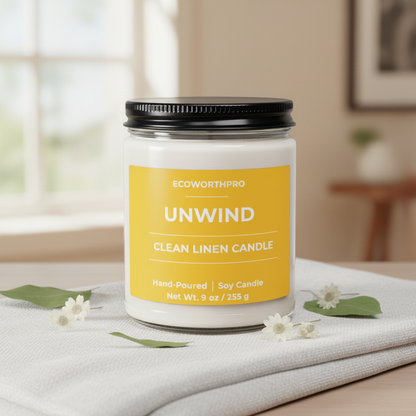 UNWIND - Clean Linen Candle (9oz)