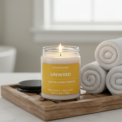 UNWIND - Clean Linen Candle (9oz)