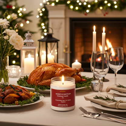 WARMTH & NOSTALGIA – Christmas Tree Candle | Orange Spice, Pine & Fireplace -9oz