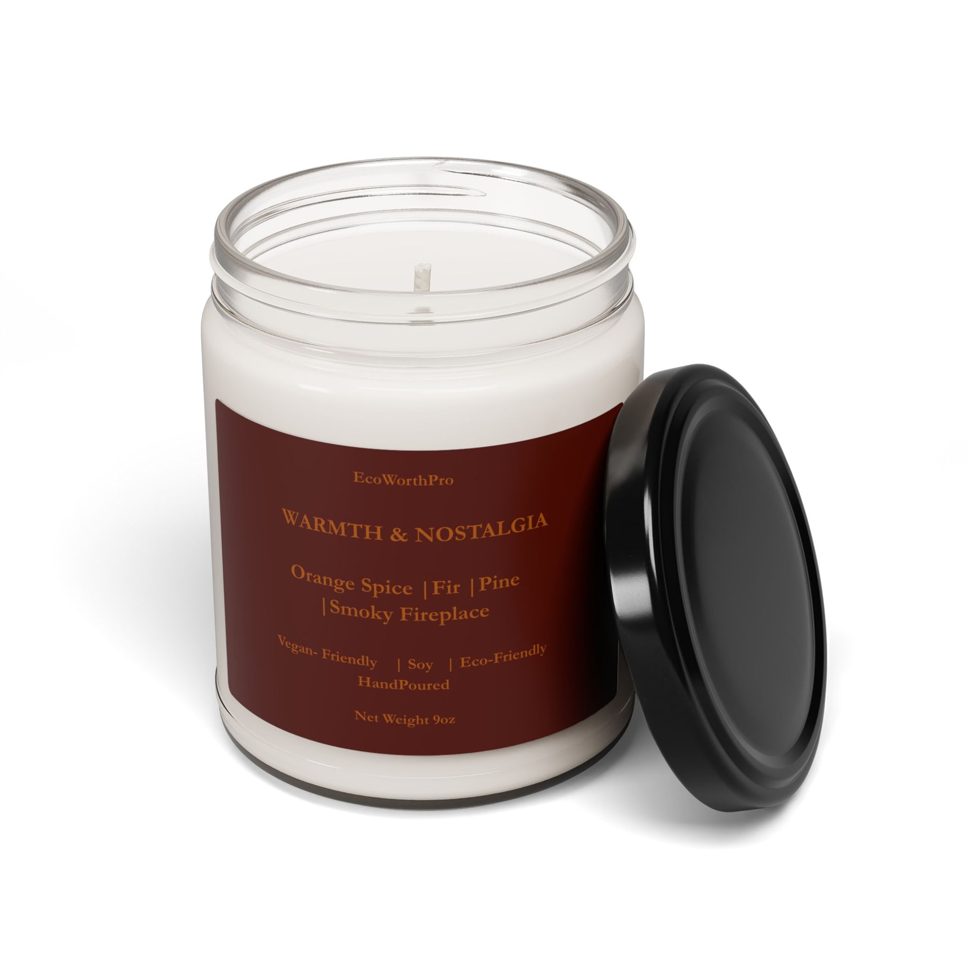 WARMTH & NOSTALGIA Wellness  Christmas Hearth Candle – Orange Spice, Fir & Fireplace  255g/9oz Front Side