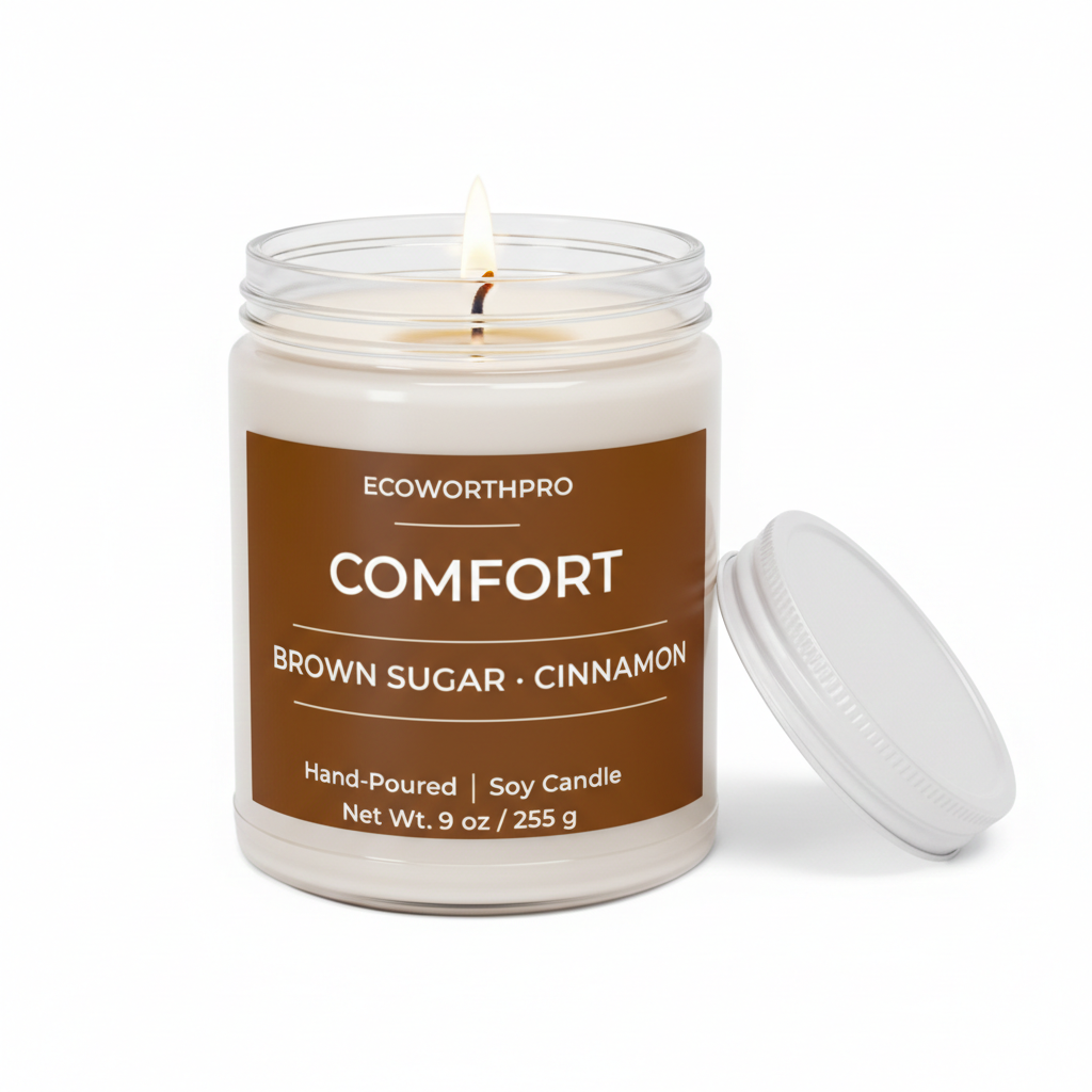 ECOWORTHPRO COMFORT brown sugar and cinnamon large soy candle 
