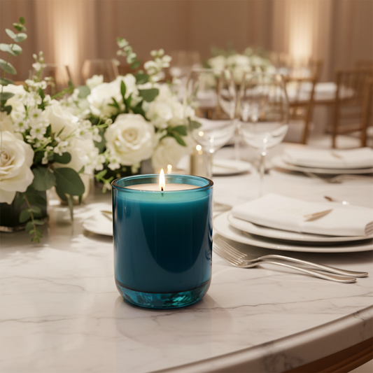 ECOWORTHPRO FOREVER BEGINS Wedding Candle 14oz (397g)  large soy candle with sea salt lily and soft musk notes in a luxury glass jar 90 hour burn