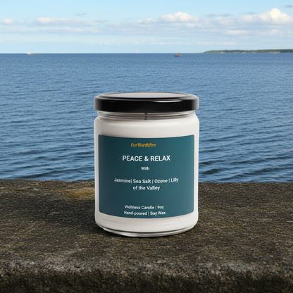 PEACE & RELAX  |  Jasmine Candle Scent  | Jasmine, Sea Salt, Ozone & Lily   -9oz