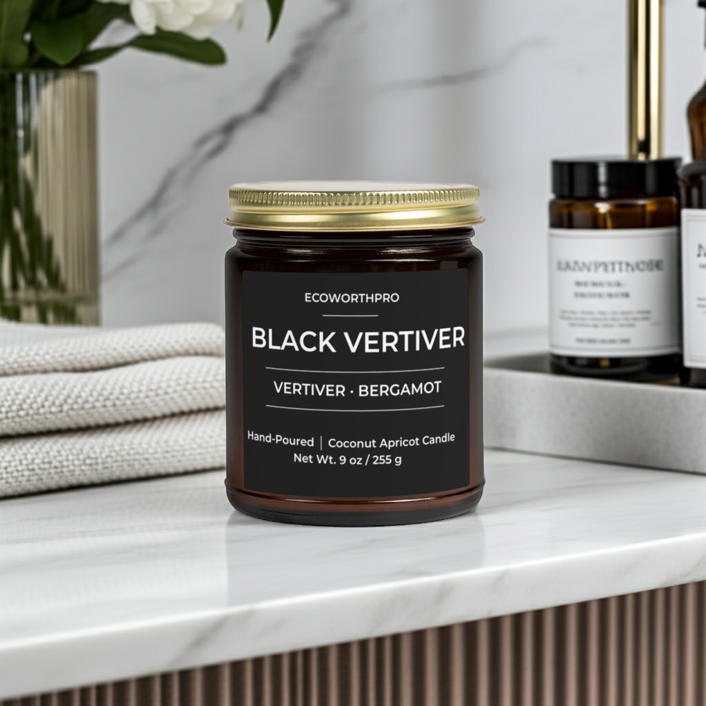 BLACK VERTIVER - Vertiver & Bergamot Mens Candle (9oz)