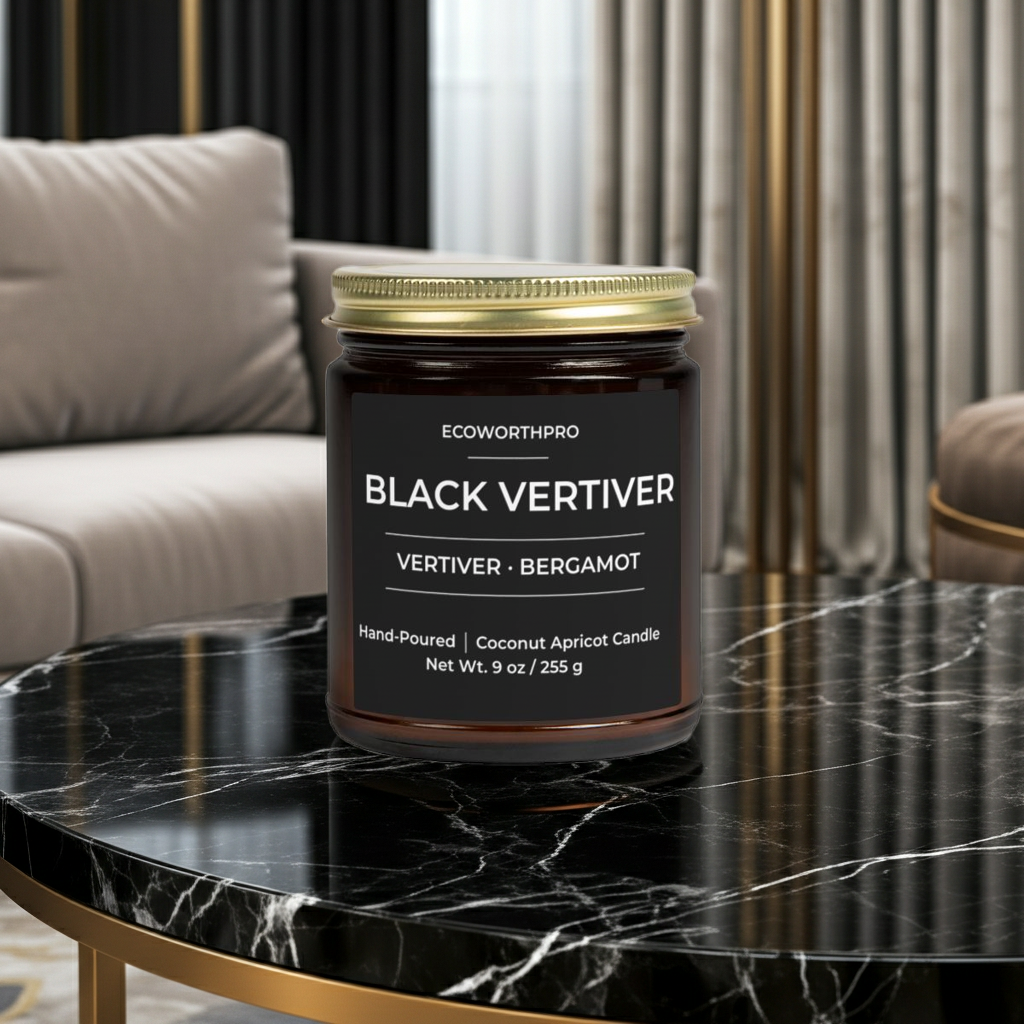 BLACK VERTIVER - Vertiver & Bergamot Mens Candle (9oz)
