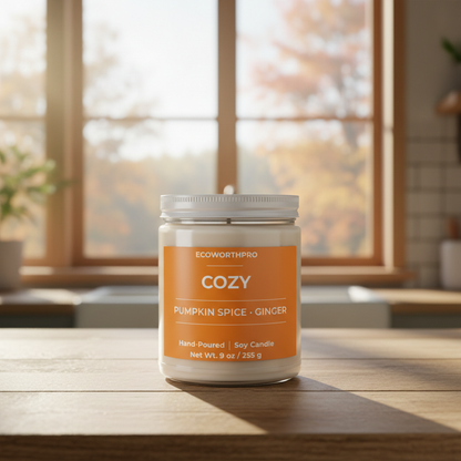 Pumpkin Spice & Ginger Autumnal Candle  –  COZY (9oz)