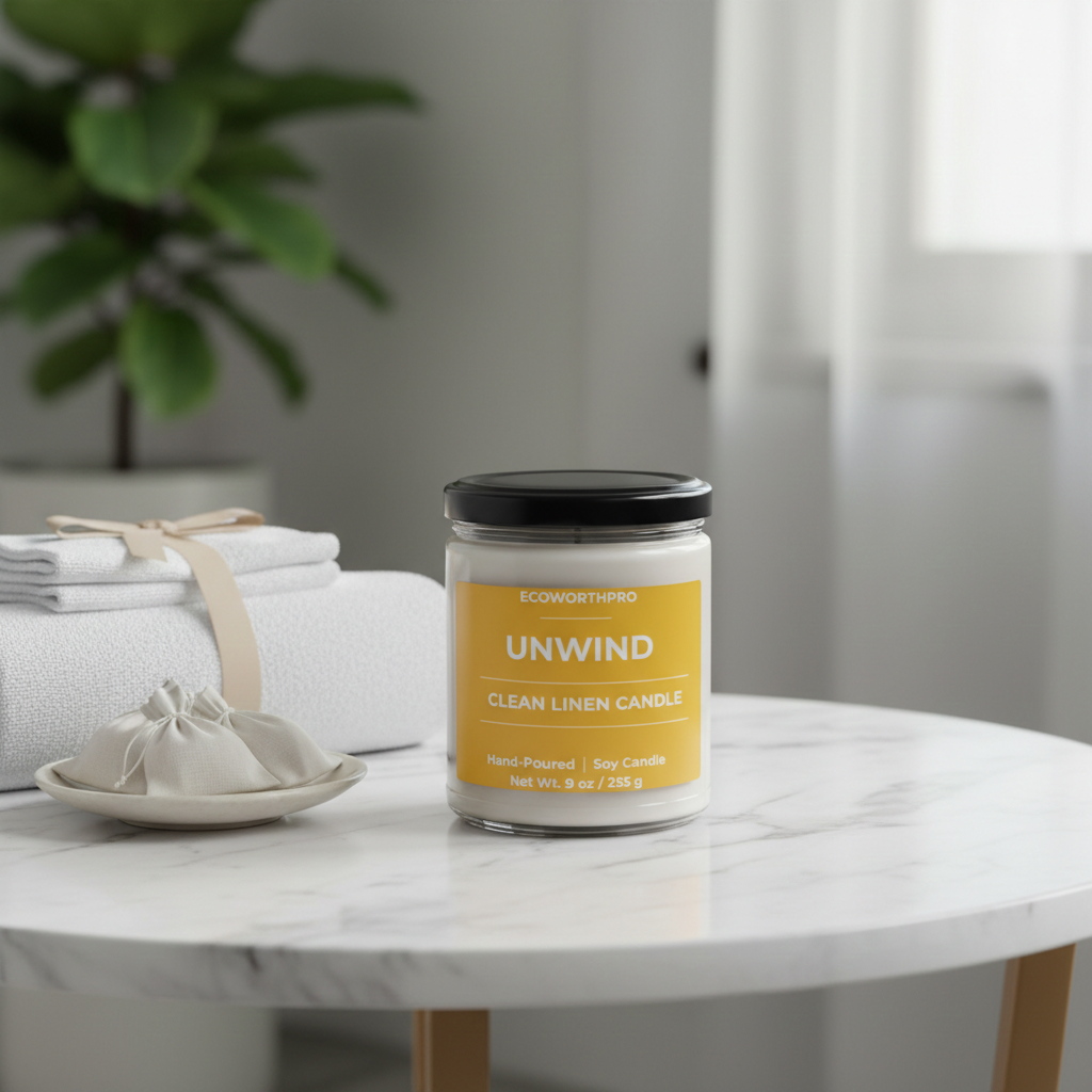 Clean Linen Candle  – UNWIND (9oz)