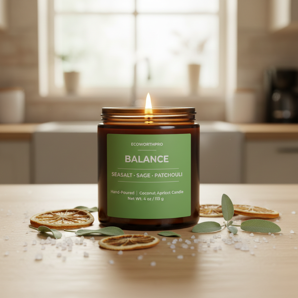 Sea Salt, Sage & Patchouli Candle - BALANCE (4oz)