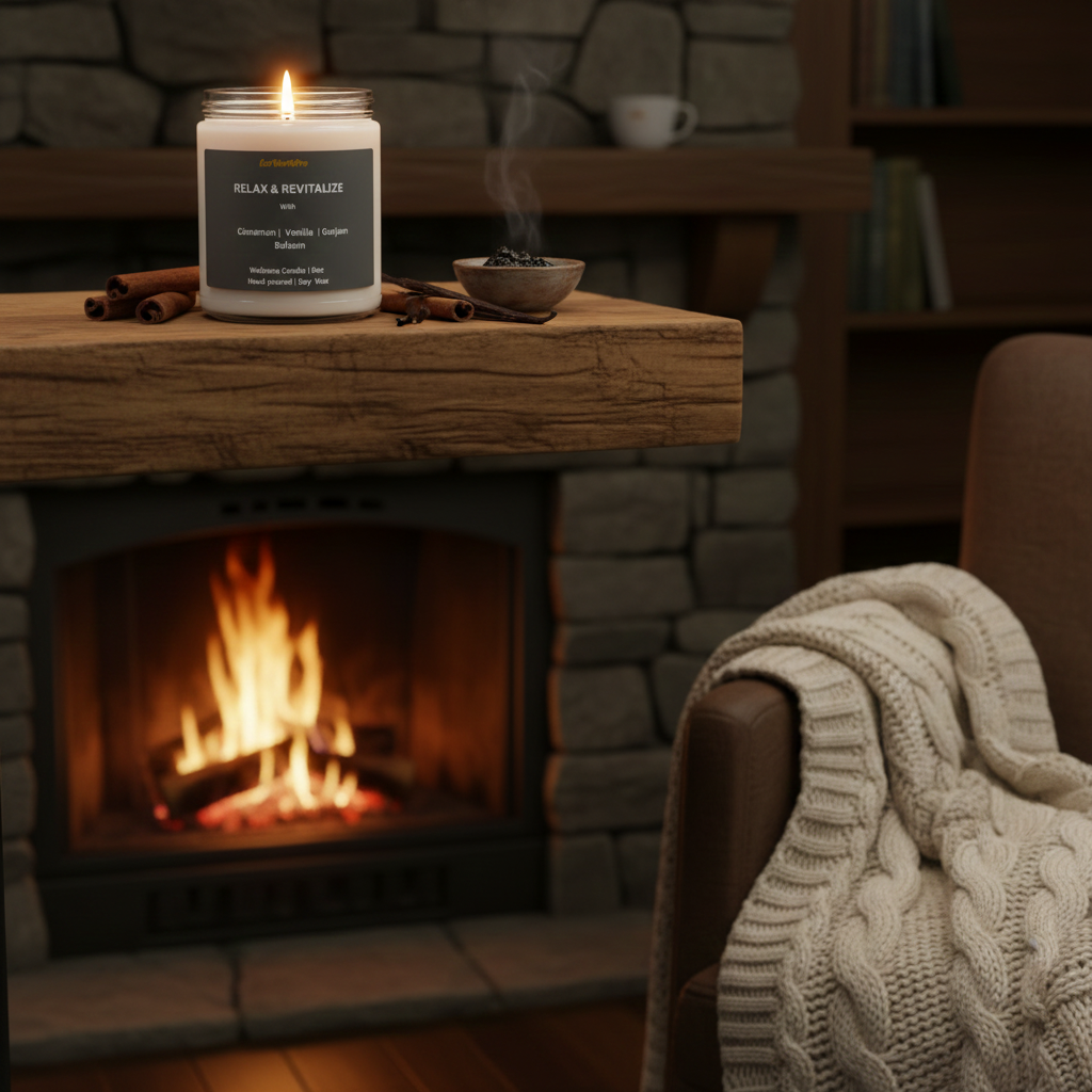 RELAX & REVITALIZE | Cinnamon & Vanilla Wellness candle  | Cinnamon,Vanilla & Balsam -9oz