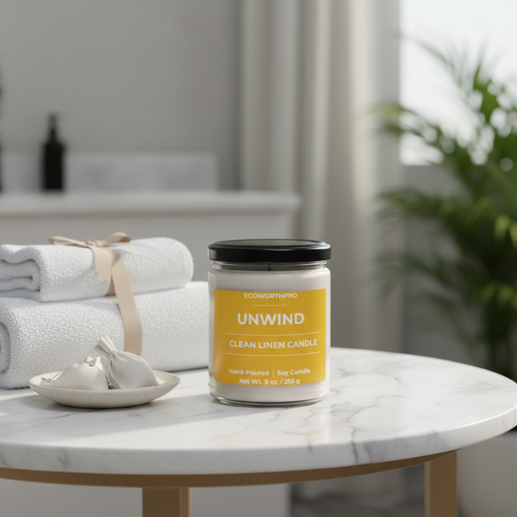 Clean Linen Candle  – UNWIND (9oz)