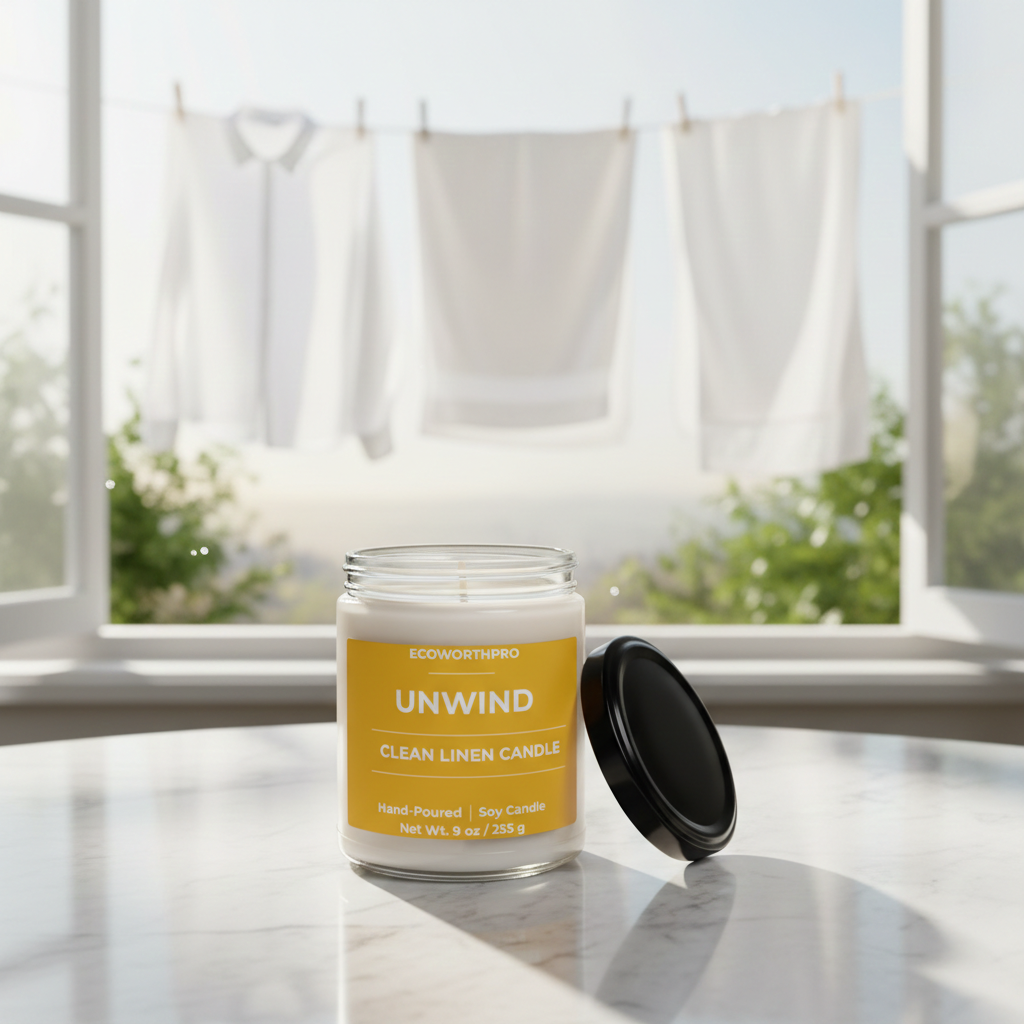 Clean Linen Candle  – UNWIND (9oz)