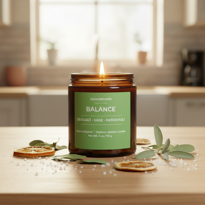 Sea Salt, Sage & Patchouli Candle - BALANCE (4oz)