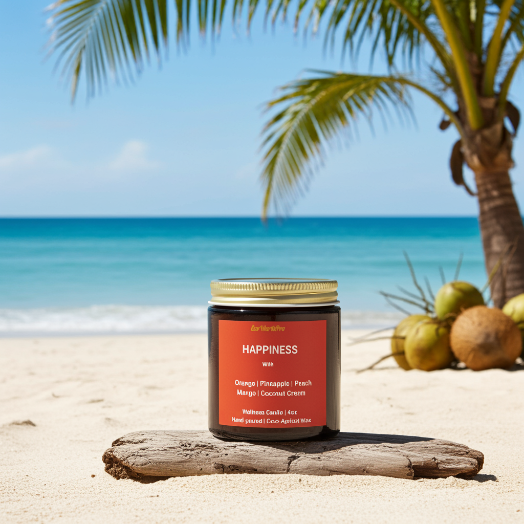 HAPPINESS Tropical Candle Scent | Coconut, Mango & Pineapple  |  4oz